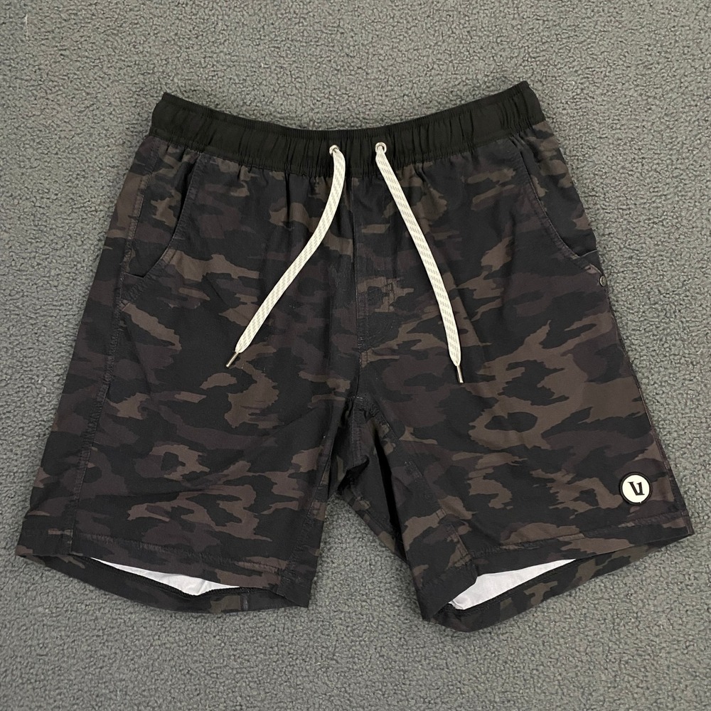Vuori Kore Short Mens Small Gray Camo Athletic Drawstring Lined Stretch